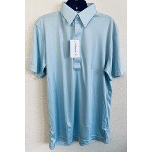 Collars & Co Semi-Spread Collar Polo MED Light Blue Solid NWT